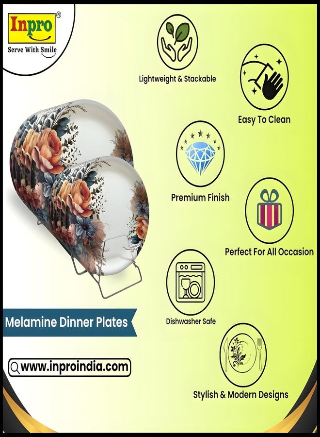 Inpro Serve Up Style with Our Melamine Round Dinner Plate Set of 12 (6 Full & 6 Half)- Perfect for Snacks and Dinner Parties! - Image 3